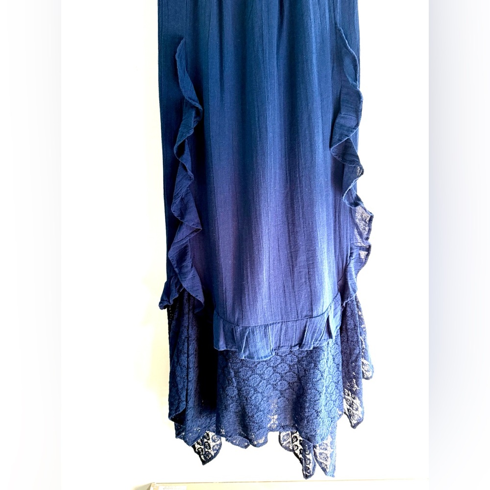 Free People Bring the Romance Handkerchief Hem Lace Maxi Dress in Navy Blue - S - Picture 7 of 13